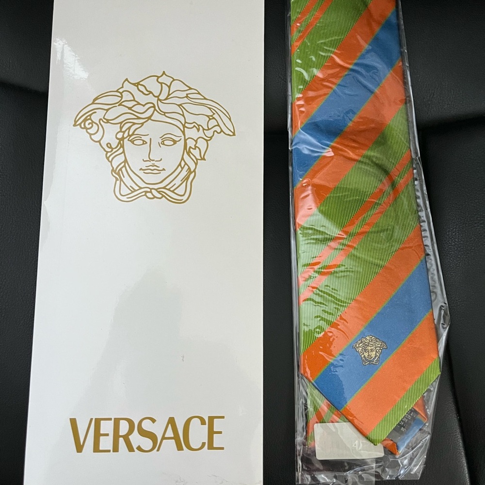 Versace Silk Tie with Vibrant Stripes